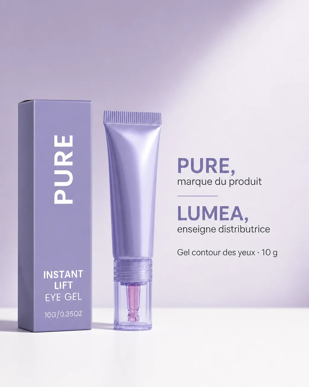 Portrait editorial product-information advertisement for a 4:5 image. Make the exact PURE Instant Li